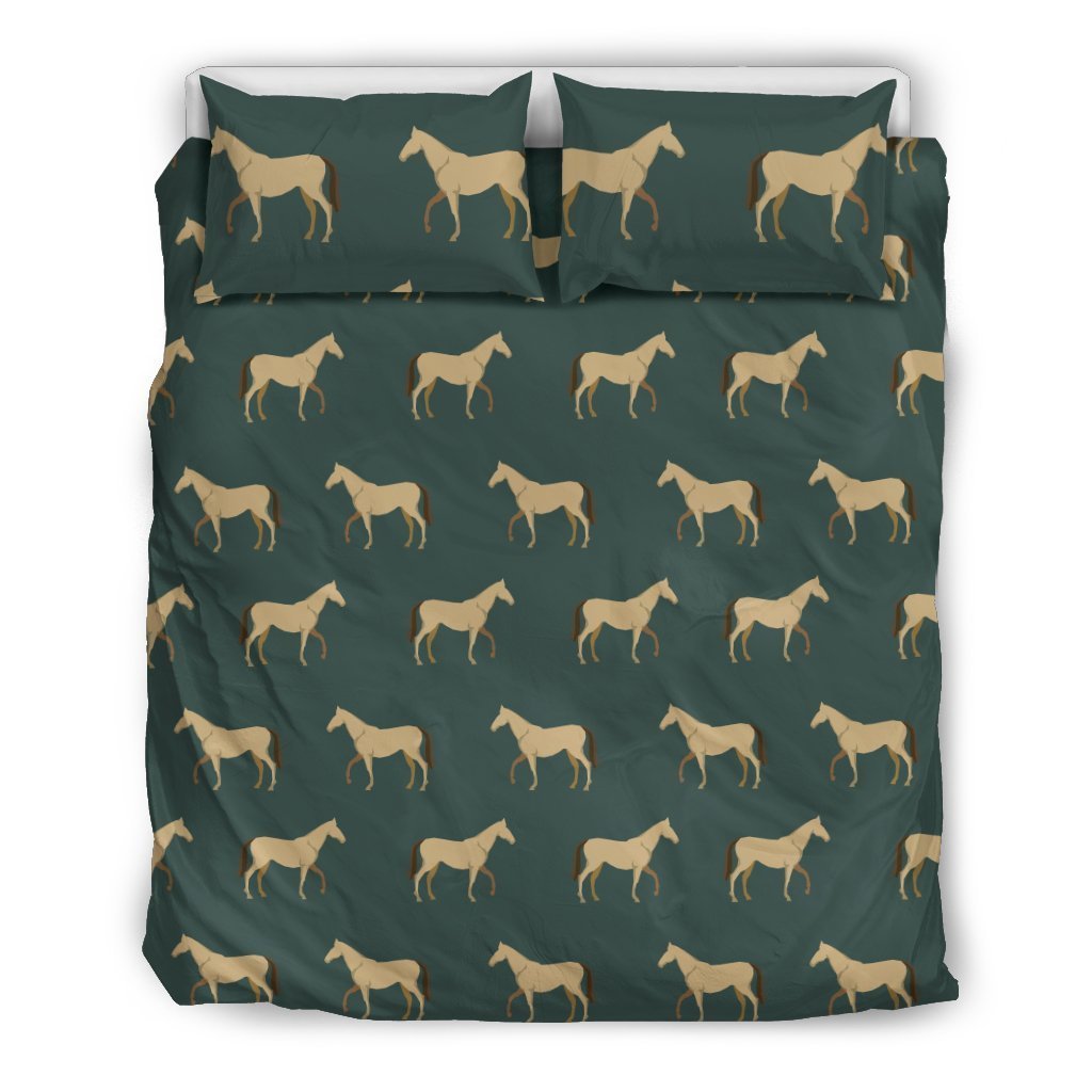 Horse Classic Themed Pattern Print Duvet Cover Bedding Set
