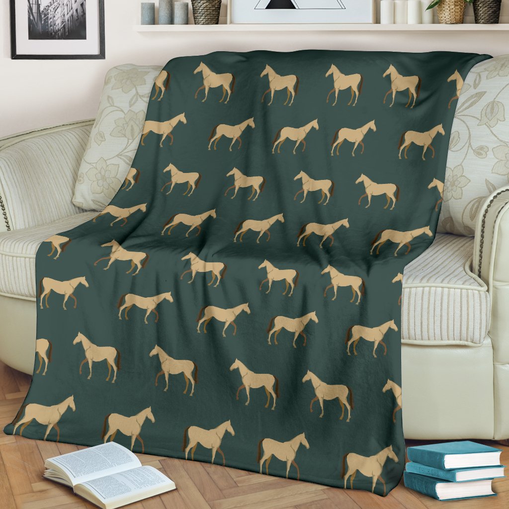 Horse Classic Themed Pattern Print Fleece Blanket