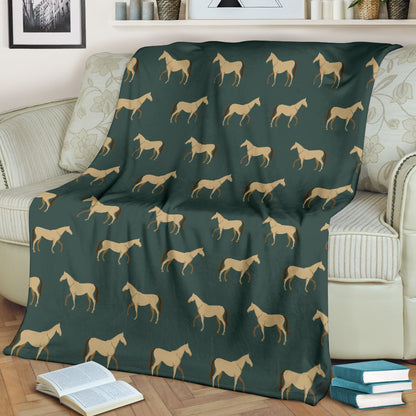 Horse Classic Themed Pattern Print Fleece Blanket