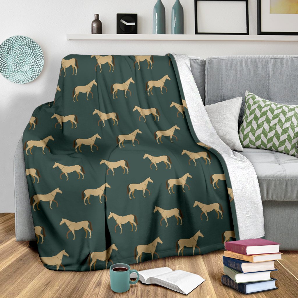 Horse Classic Themed Pattern Print Fleece Blanket