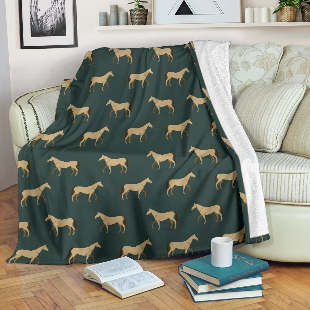 Horse Classic Themed Pattern Print Fleece Blanket