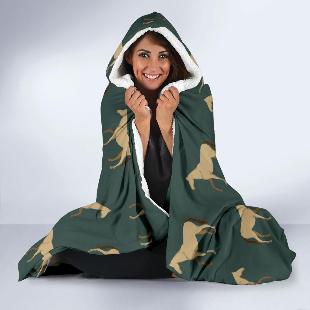 Horse Classic Themed Pattern Print Hooded Blanket-JTAMIGO.COM