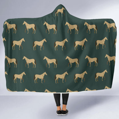 Horse Classic Themed Pattern Print Hooded Blanket-JTAMIGO.COM