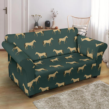 Horse Classic Themed Pattern Print Loveseat Slipcover-JTAMIGO.COM