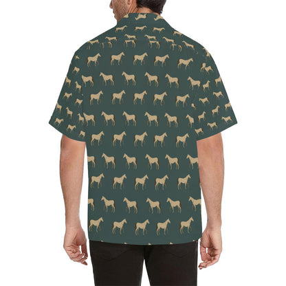 Horse Classic Themed Pattern Print Men Aloha Hawaiian Shirt
