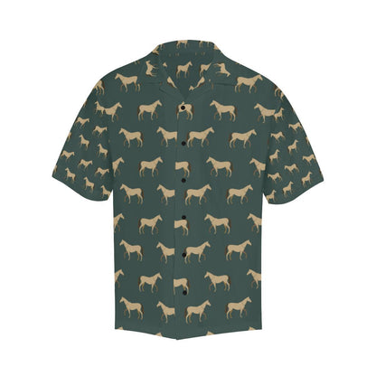 Horse Classic Themed Pattern Print Men Aloha Hawaiian Shirt