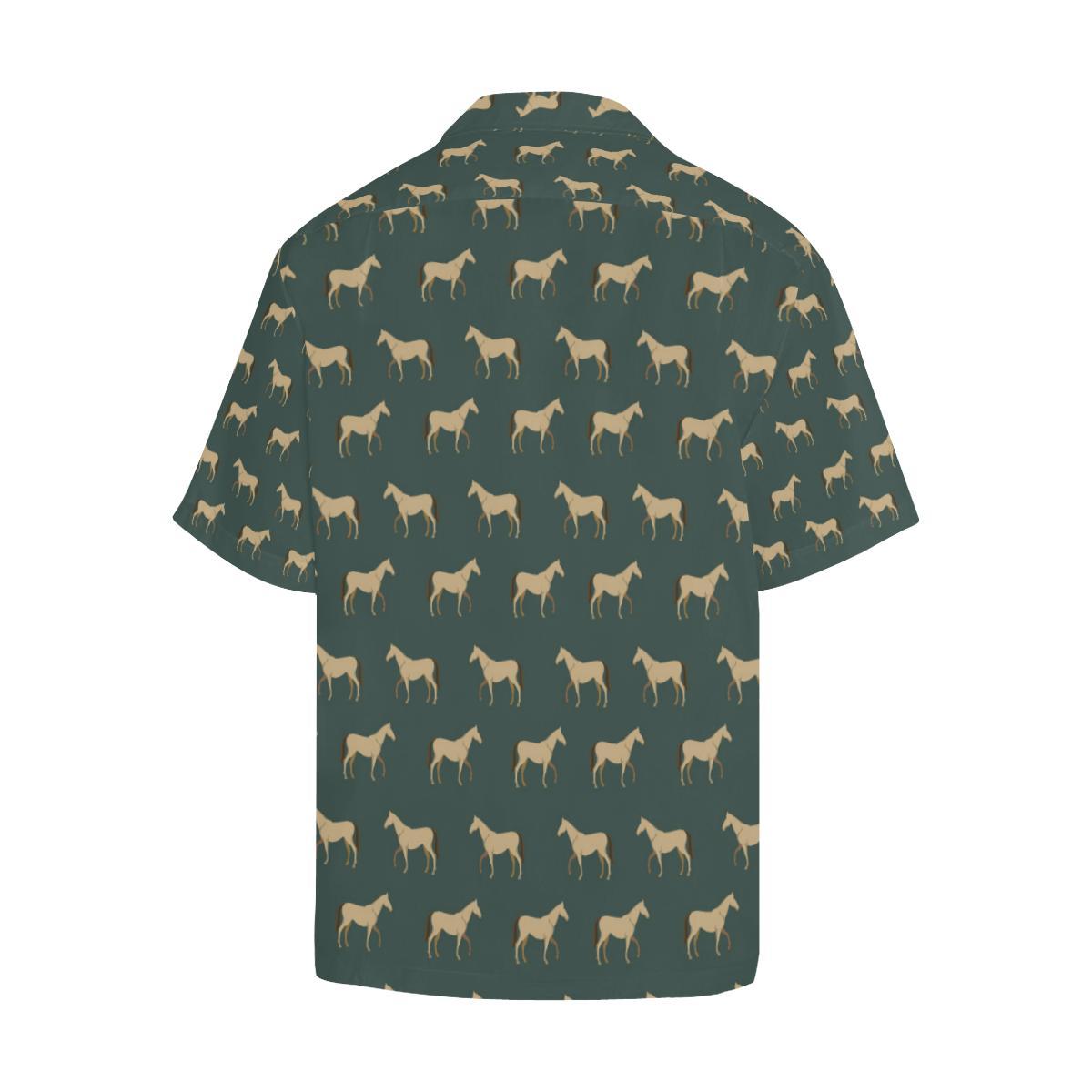 Horse Classic Themed Pattern Print Men Aloha Hawaiian Shirt