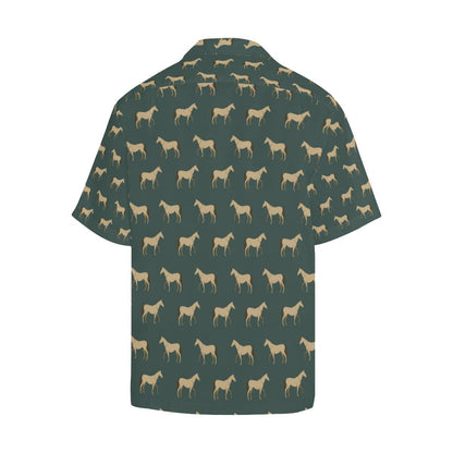 Horse Classic Themed Pattern Print Men Aloha Hawaiian Shirt