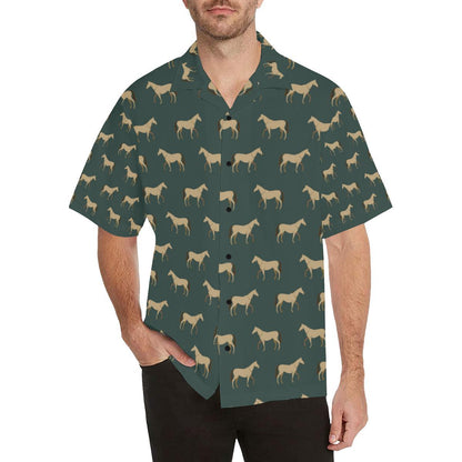 Horse Classic Themed Pattern Print Men Aloha Hawaiian Shirt