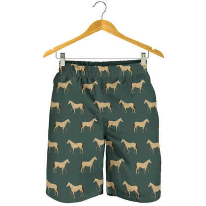 Horse Classic Themed Pattern Print Mens Shorts-JTAMIGO.COM