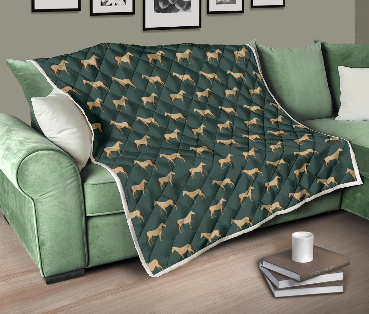 Horse Classic Themed Pattern Print Premium Quilt-JTAMIGO.COM