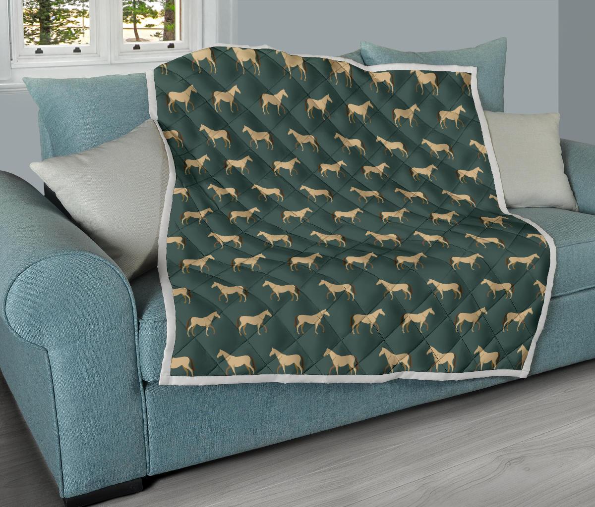 Horse Classic Themed Pattern Print Premium Quilt-JTAMIGO.COM