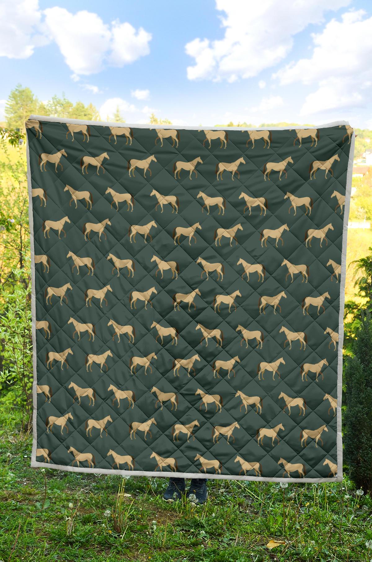 Horse Classic Themed Pattern Print Premium Quilt-JTAMIGO.COM