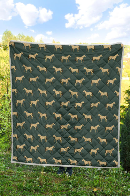 Horse Classic Themed Pattern Print Premium Quilt-JTAMIGO.COM