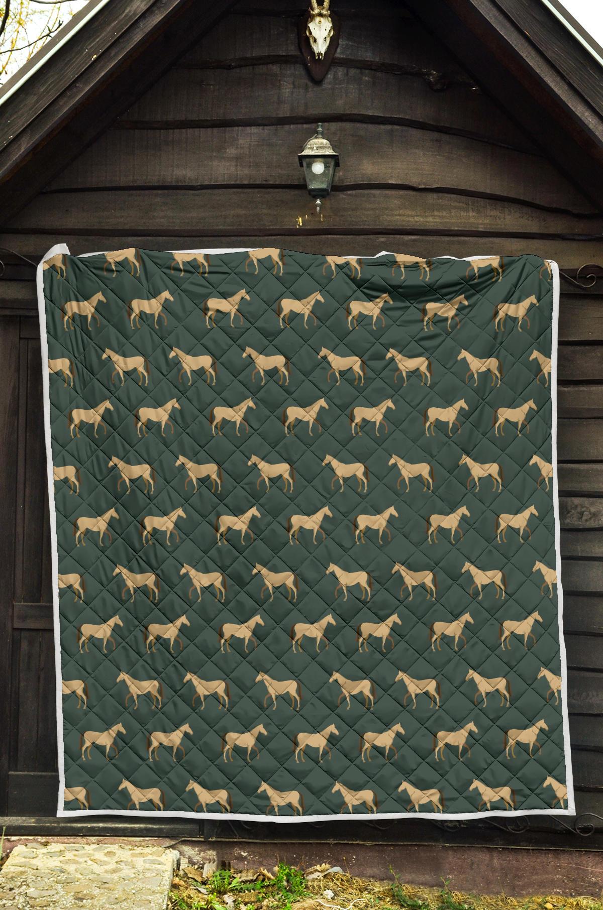 Horse Classic Themed Pattern Print Premium Quilt-JTAMIGO.COM