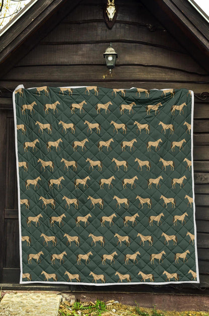Horse Classic Themed Pattern Print Premium Quilt-JTAMIGO.COM