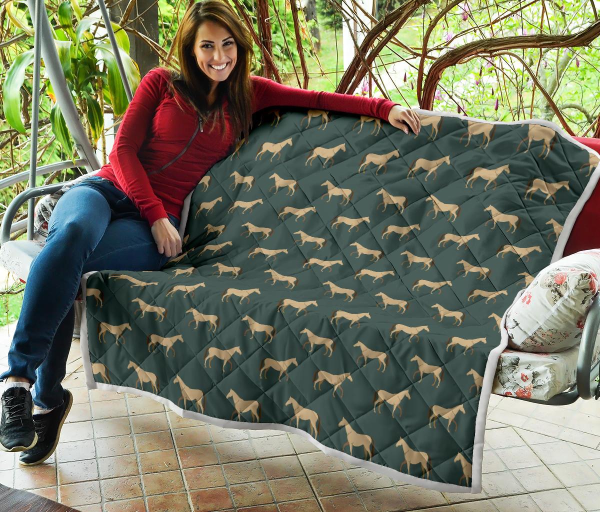 Horse Classic Themed Pattern Print Premium Quilt-JTAMIGO.COM