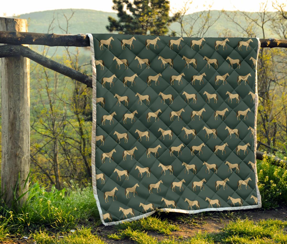 Horse Classic Themed Pattern Print Premium Quilt-JTAMIGO.COM