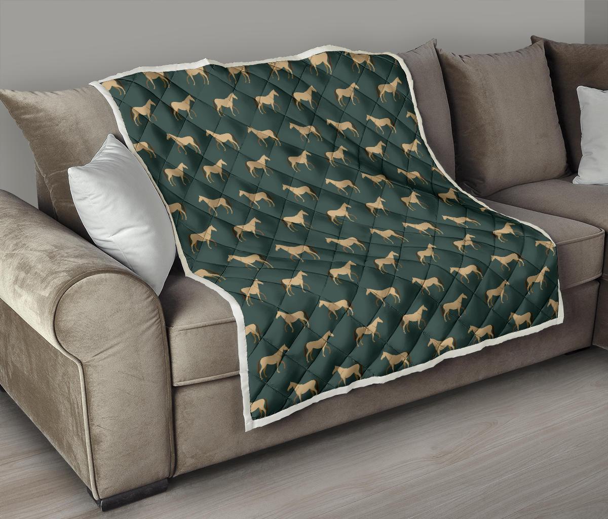 Horse Classic Themed Pattern Print Premium Quilt-JTAMIGO.COM