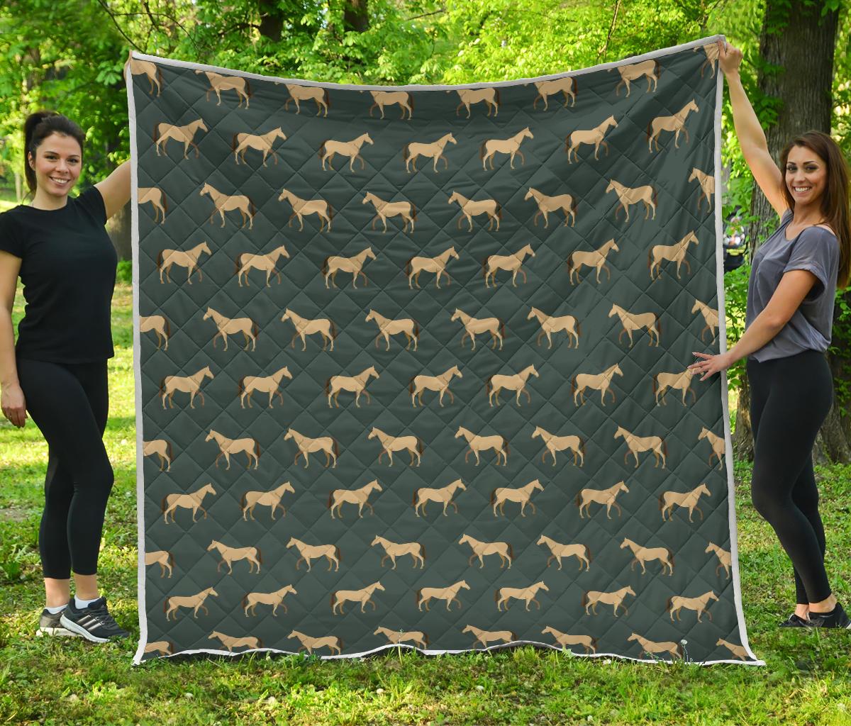 Horse Classic Themed Pattern Print Premium Quilt-JTAMIGO.COM