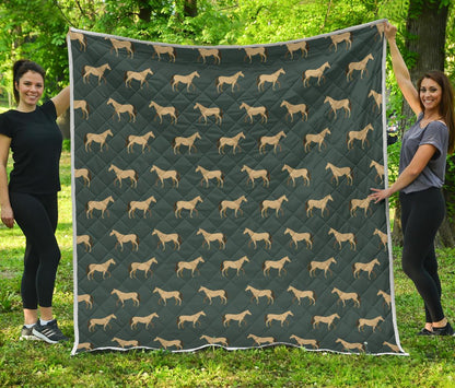 Horse Classic Themed Pattern Print Premium Quilt-JTAMIGO.COM