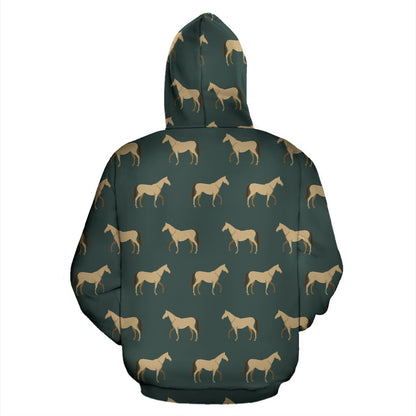 Horse Classic Themed Pattern Print Pullover Hoodie