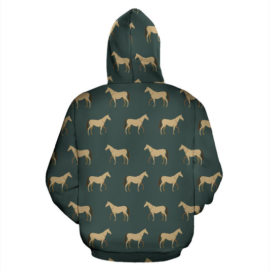 Horse Classic Themed Pattern Print Pullover Hoodie