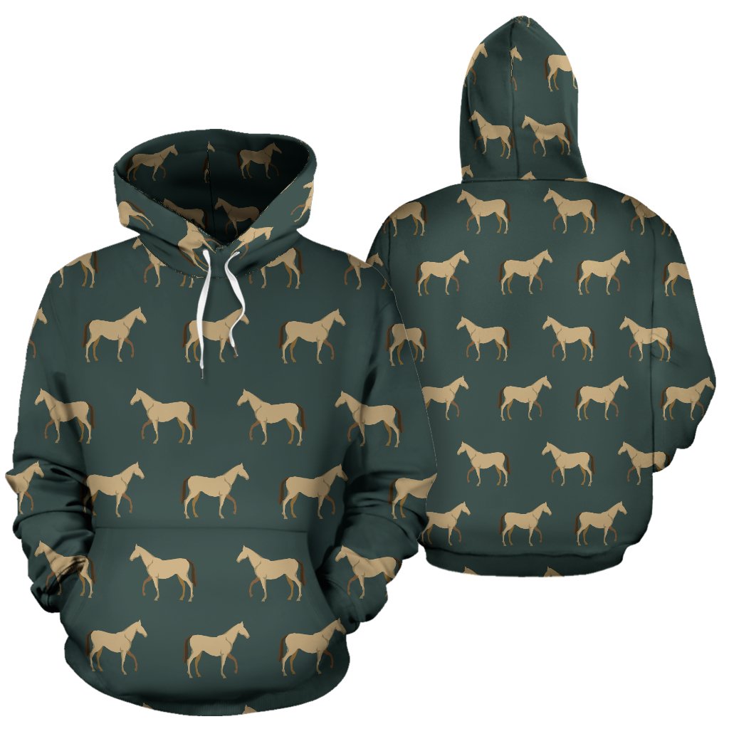 Horse Classic Themed Pattern Print Pullover Hoodie
