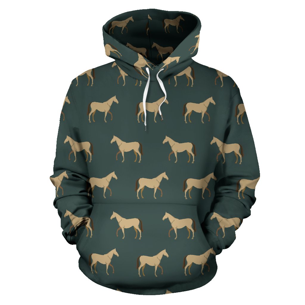 Horse Classic Themed Pattern Print Pullover Hoodie
