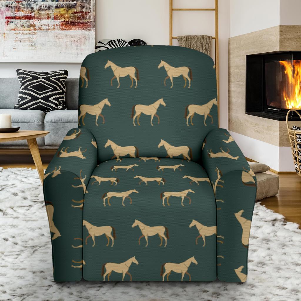 Horse Classic Themed Pattern Print Single Sofa Slipcover -JTAMIGO.COM