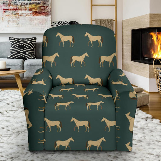 Horse Classic Themed Pattern Print Single Sofa Slipcover -JTAMIGO.COM