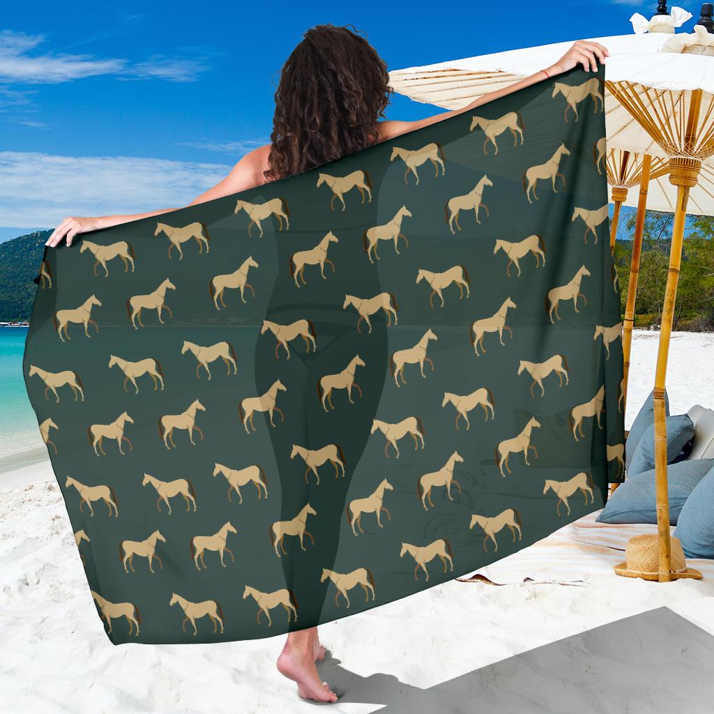Horse Classic Themed Pattern Print Sarong Pareo Wrap