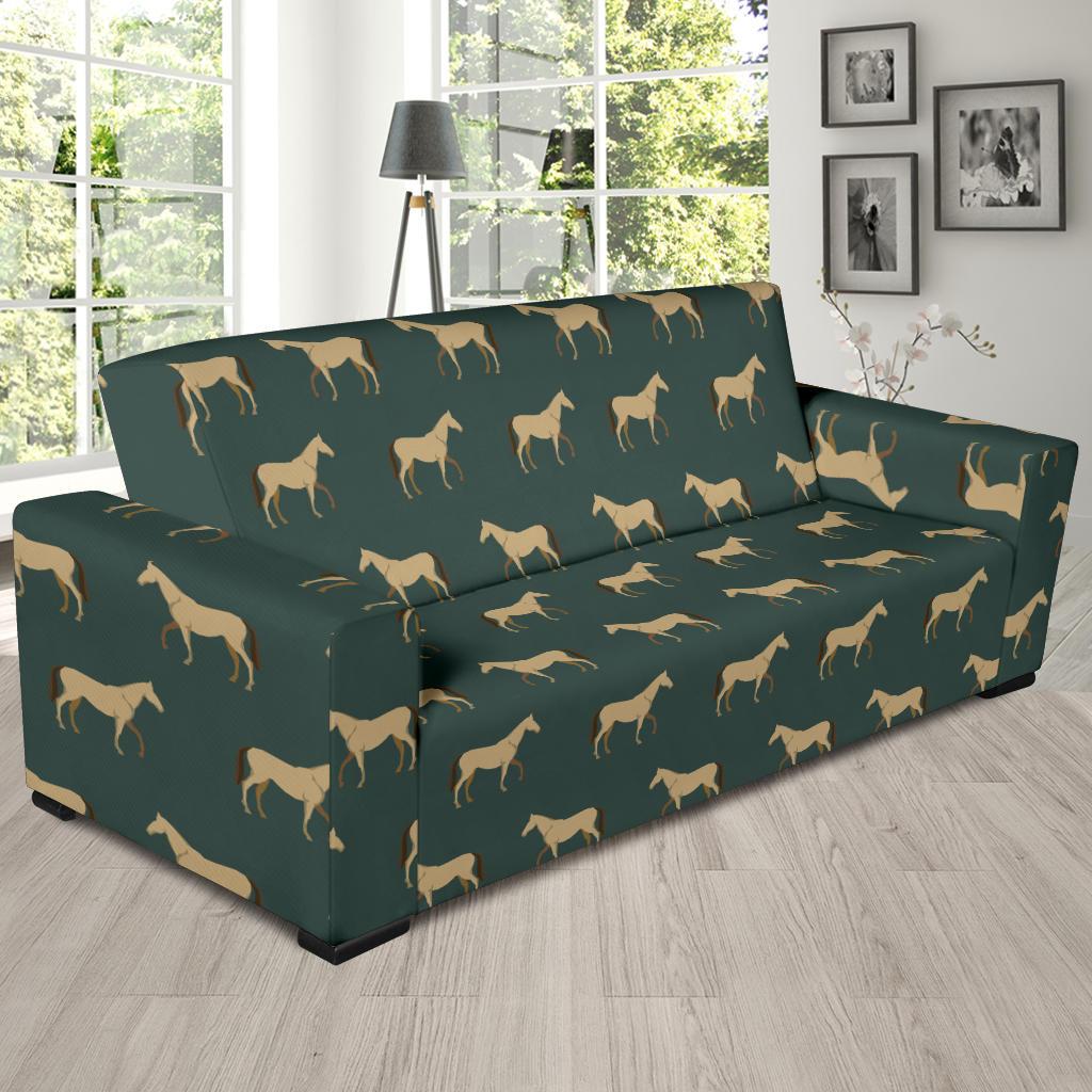Horse Classic Themed Pattern Print Sofa Slipcover-JTAMIGO.COM