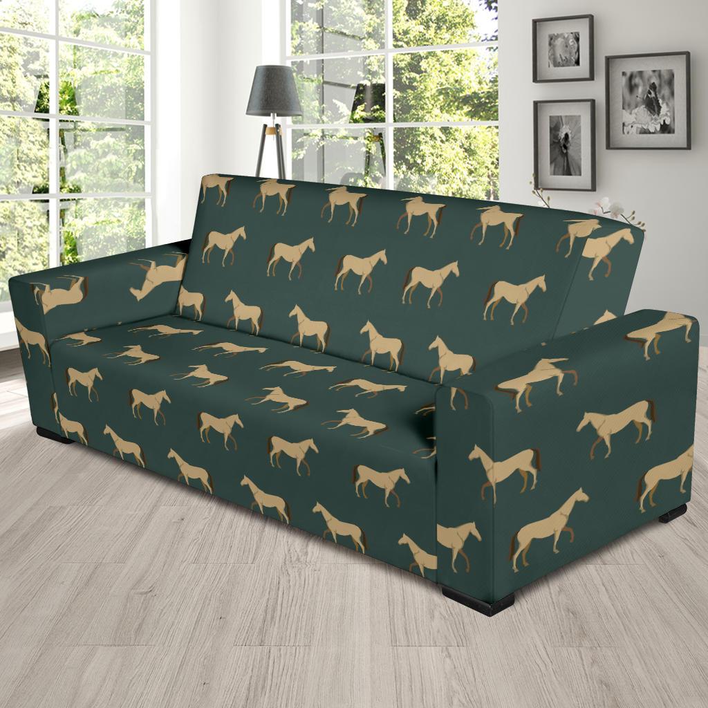 Horse Classic Themed Pattern Print Sofa Slipcover-JTAMIGO.COM