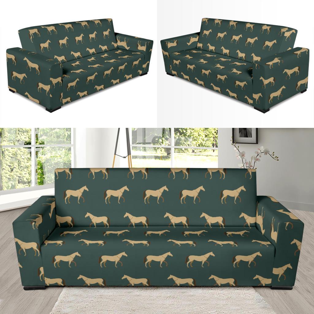 Horse Classic Themed Pattern Print Sofa Slipcover-JTAMIGO.COM