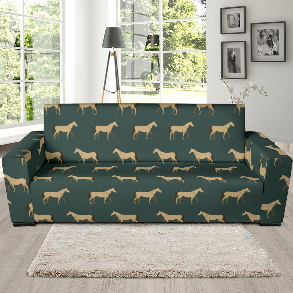 Horse Classic Themed Pattern Print Sofa Slipcover-JTAMIGO.COM