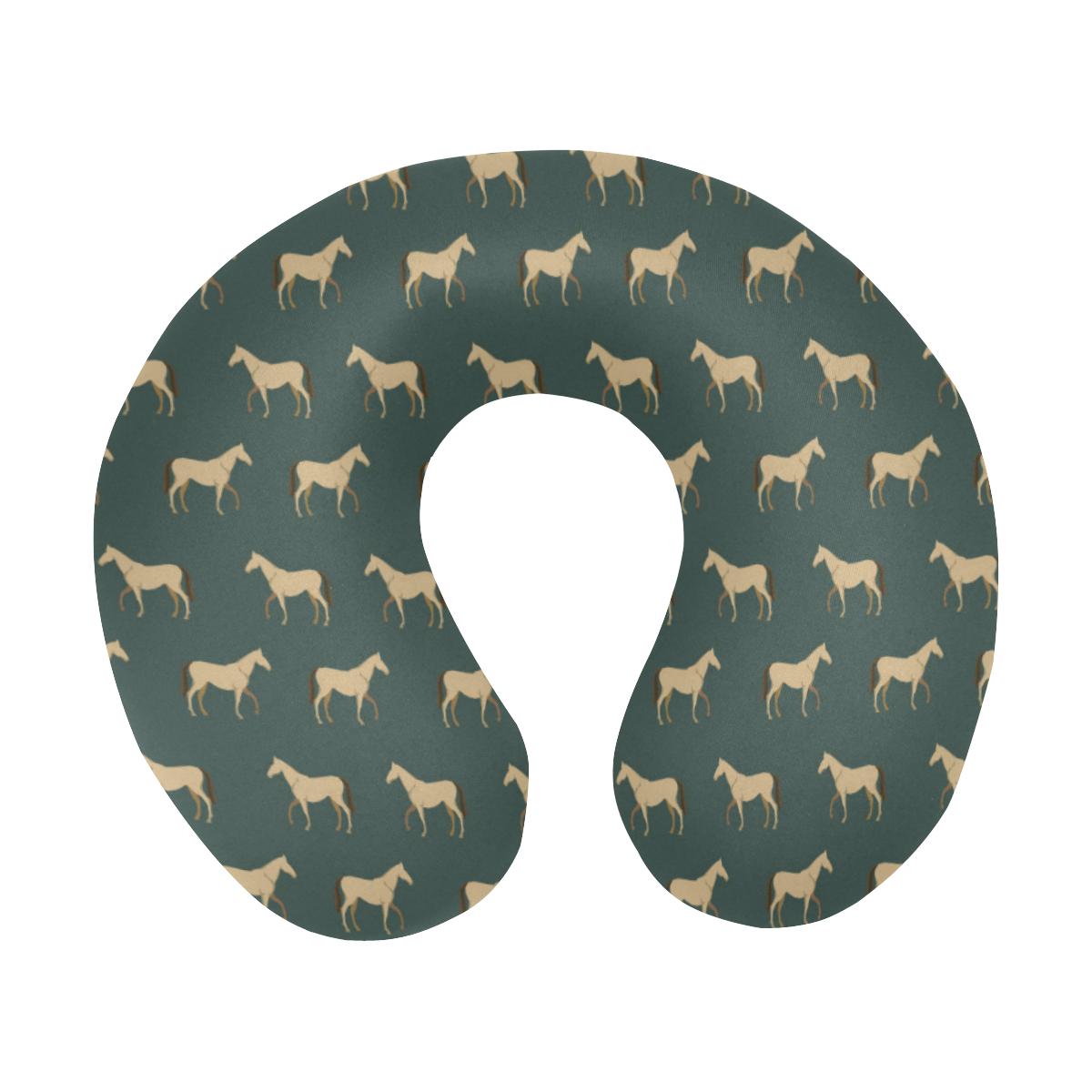 Horse Classic Themed Pattern Print U-Shaped Travel Neck Pillow-JTAMIGO.COM