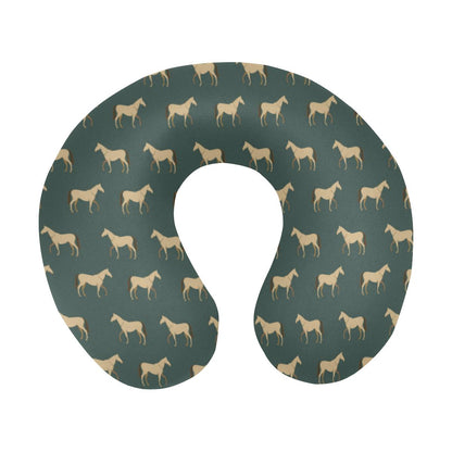 Horse Classic Themed Pattern Print U-Shaped Travel Neck Pillow-JTAMIGO.COM