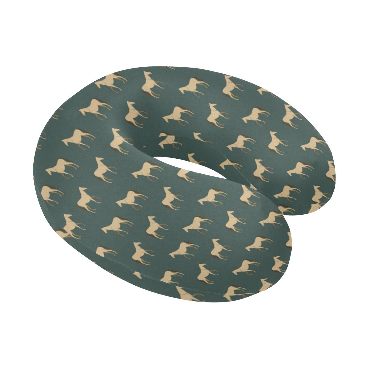 Horse Classic Themed Pattern Print U-Shaped Travel Neck Pillow-JTAMIGO.COM