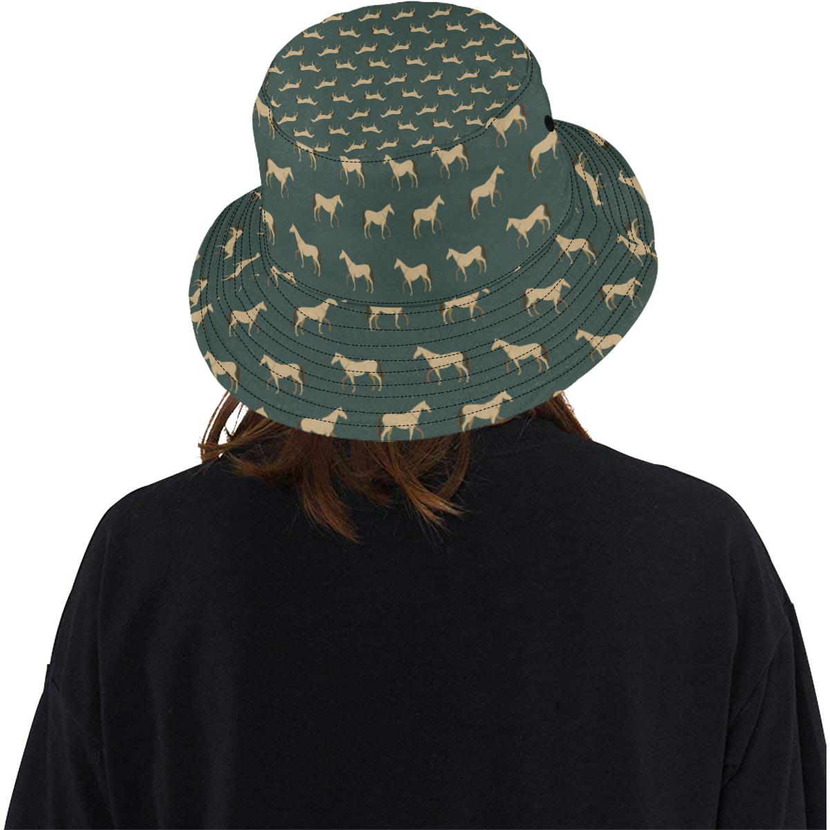 Horse Classic Themed Pattern Print Unisex Bucket Hat