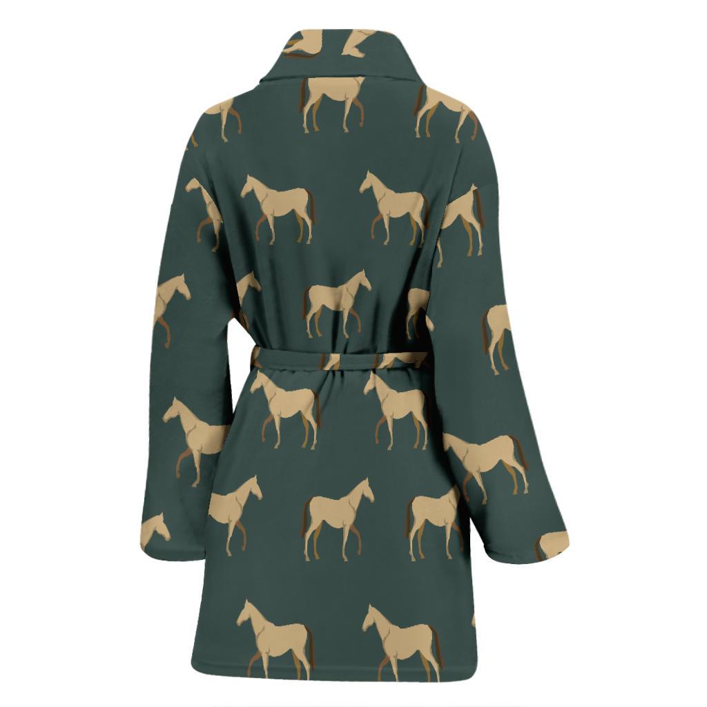 Horse Classic Themed Pattern Print Women Bath Robe-JTAMIGO.COM