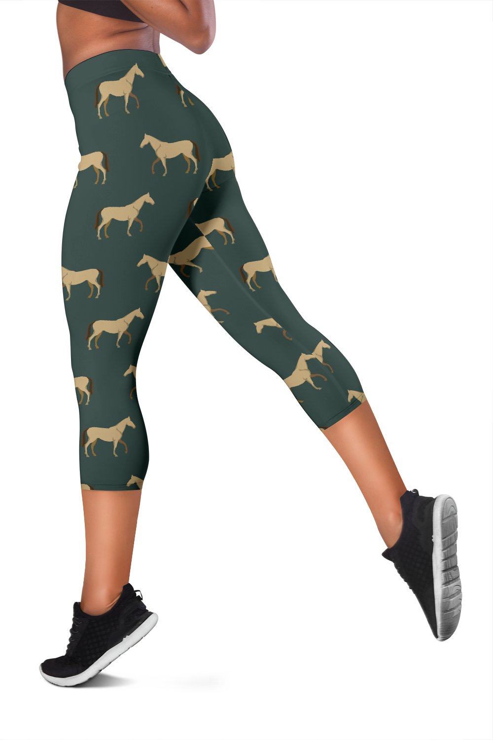 Horse Classic Themed Pattern Print Women Capris