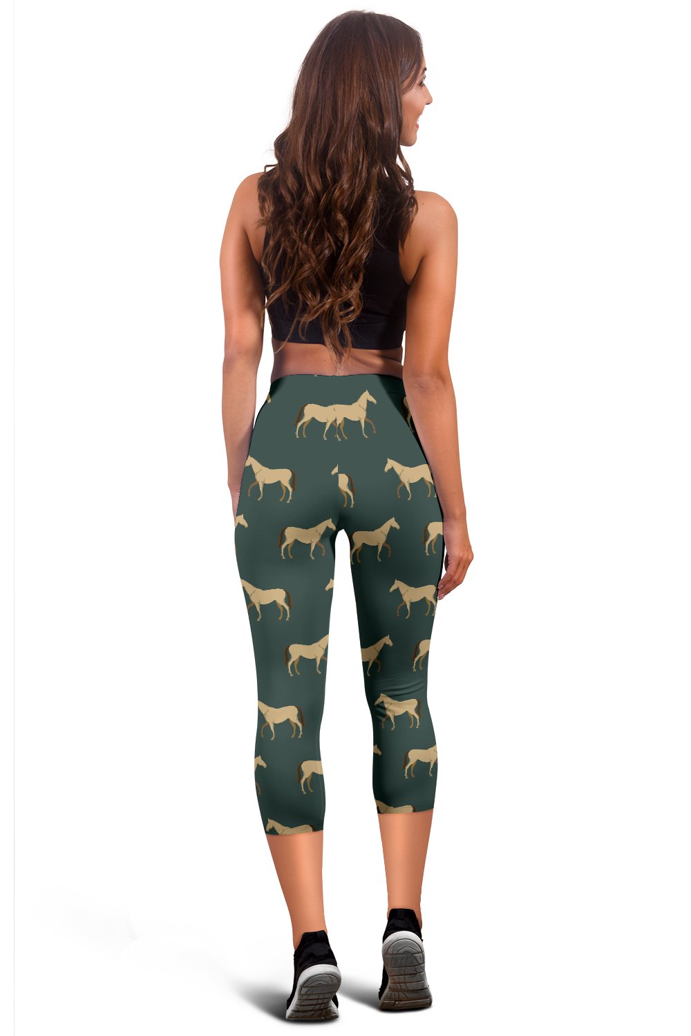 Horse Classic Themed Pattern Print Women Capris
