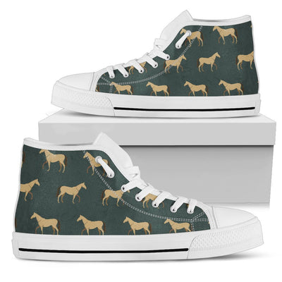 Horse Classic Themed Pattern Print Women High Top Shoes