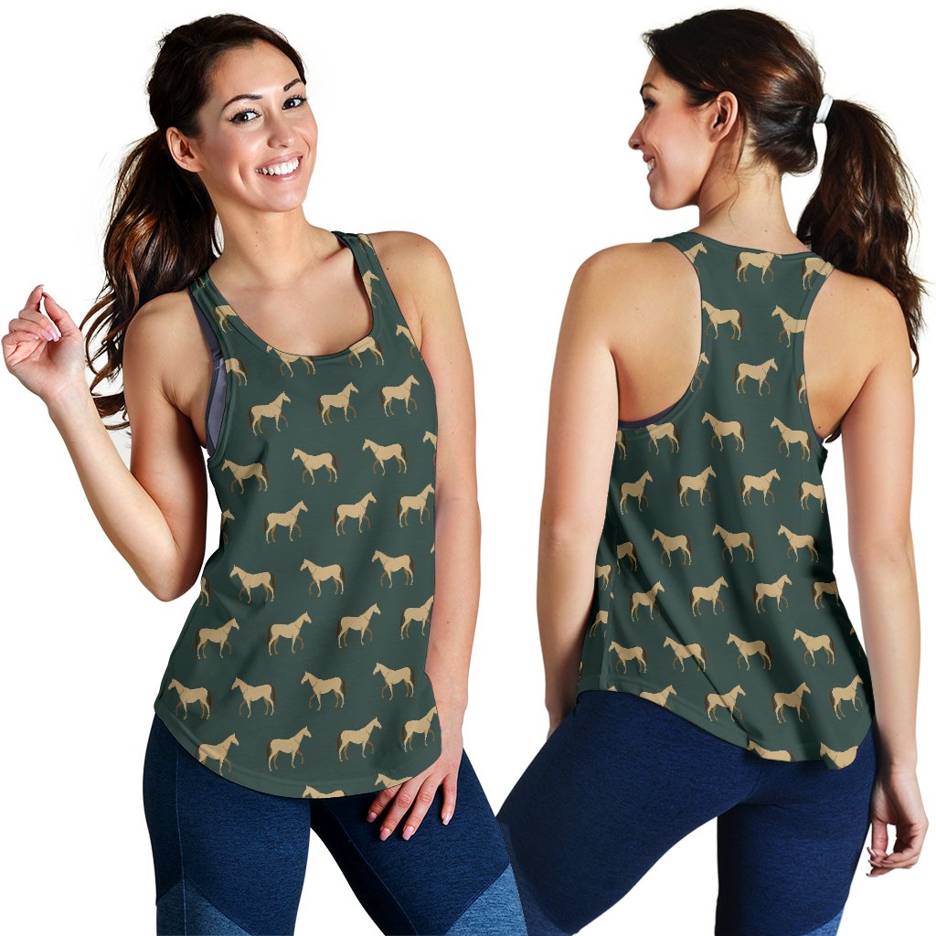 Horse Classic Themed Pattern Print Women Racerback Tank Top