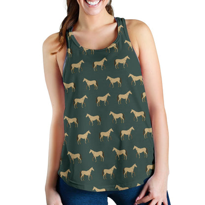 Horse Classic Themed Pattern Print Women Racerback Tank Top