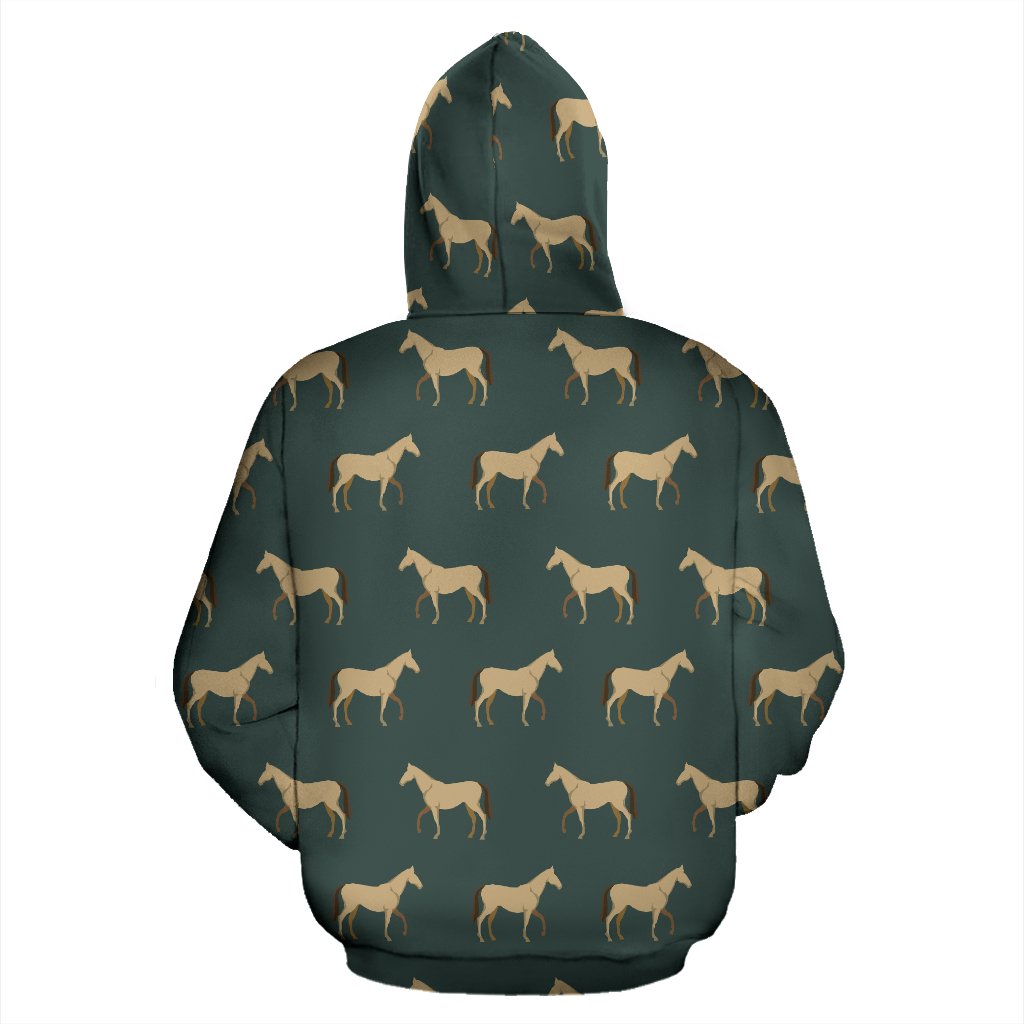 Horse Classic Themed Pattern Print Zip Up Hoodie