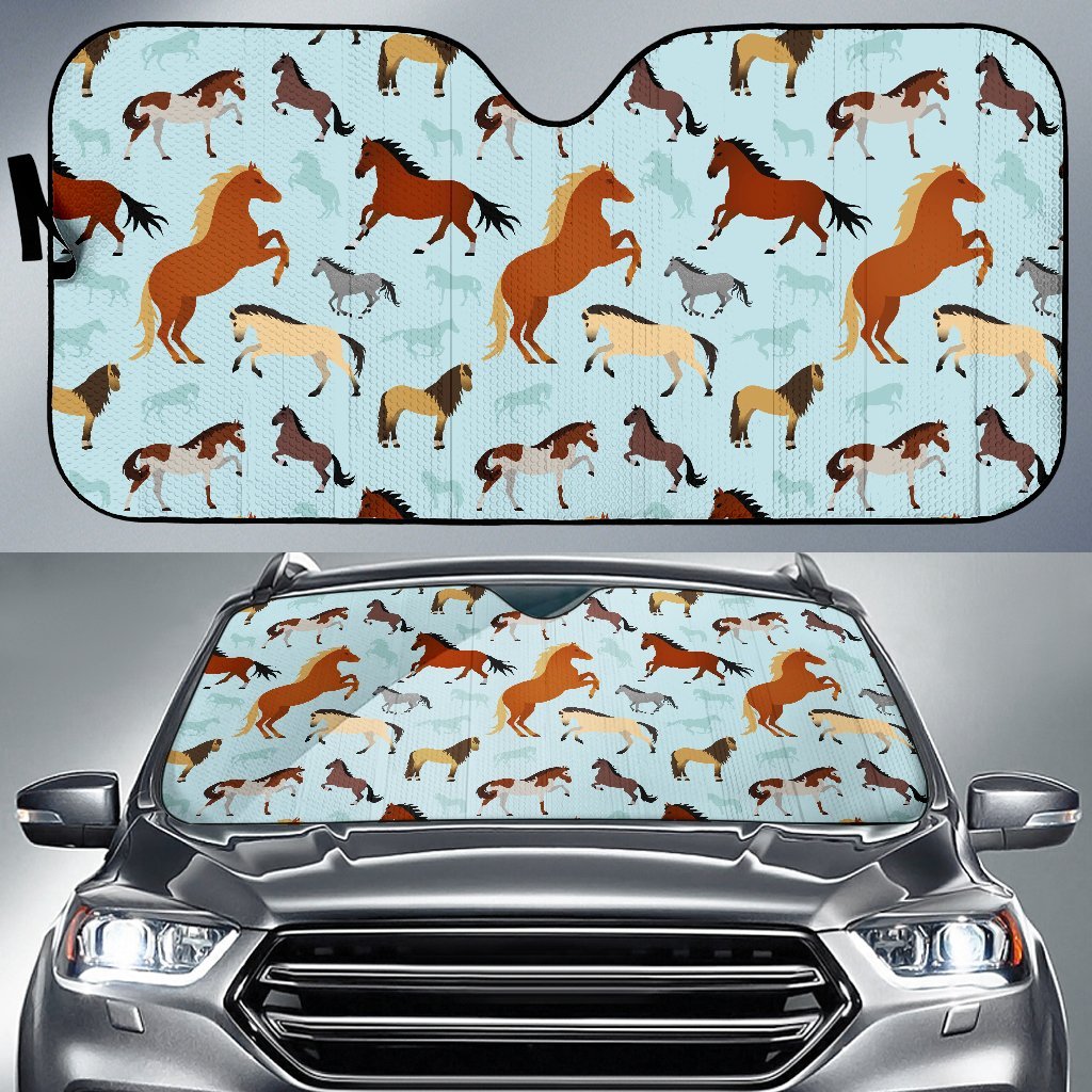 Horse Cute Themed Pattern Print Car Sun Shade For Windshield