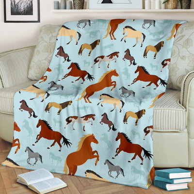 Horse Cute Themed Pattern Print Fleece Blanket