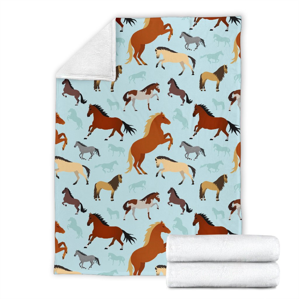 Horse Cute Themed Pattern Print Fleece Blanket